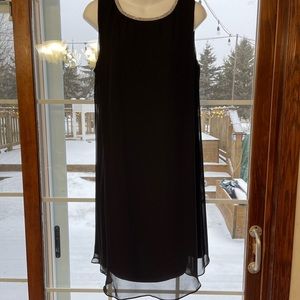 NWOT Black Rhinestone T-back Sleeveless Shift Dress 10